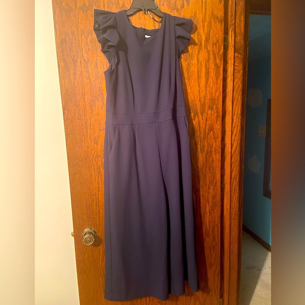 Elle Wideleg Navy Blue Jumpsuit Size Large